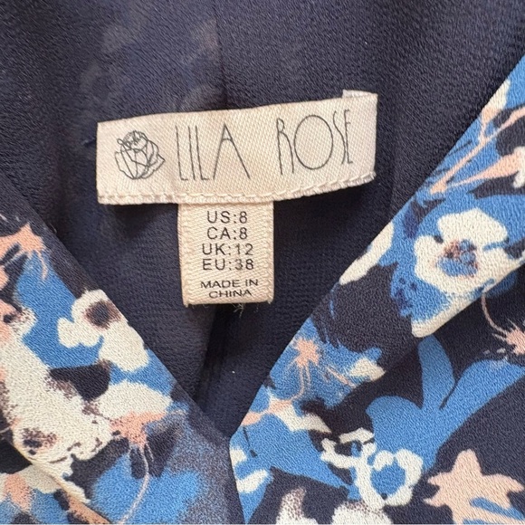 Lila Rose Navy Floral Long Sleeve Dress - Picture 4 of 4